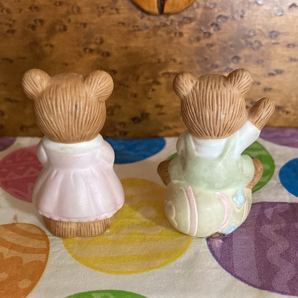 Vintage Ceramic Easter Homco Teddy Bear Figurines ~ Set of 2 ~ #1430 - Picture 4 of 6